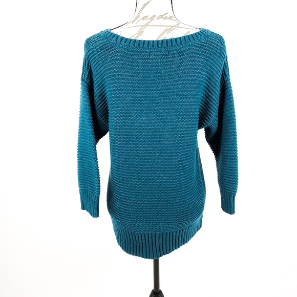 DKNY Jeans Teal Blue Cable Knit Sweater Small - Picture 6 of 8